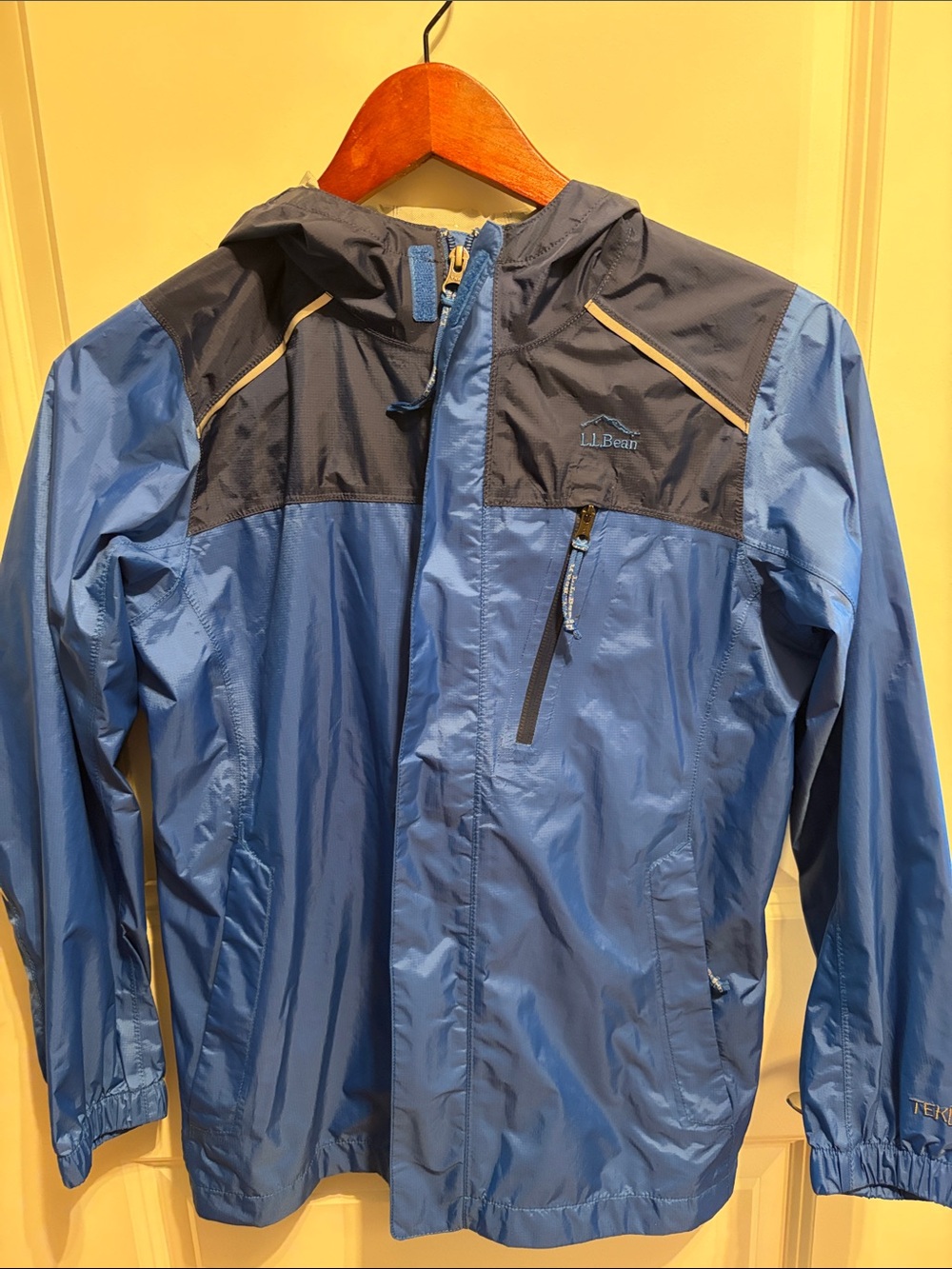 L.L. Bean Two-Tone Blue Hooded Raincoat